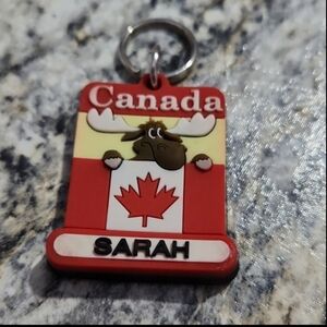 Canadian Moose Keychain with Maple Leaf Feature Name Sarah